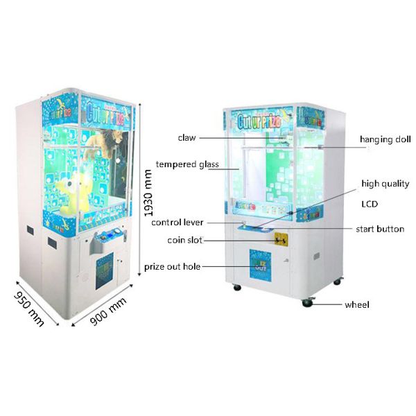Fancy Cutter Prize Push Box Win Vending Game Machine Metal + Tempering Glass Material