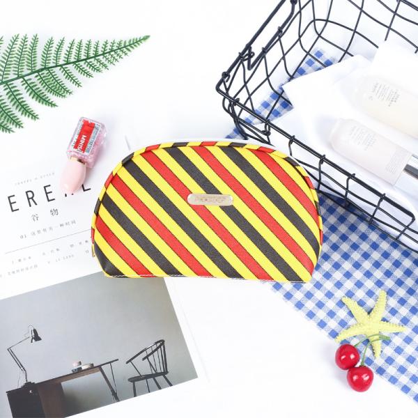 Shell Shape Luxury Stripe Cosmetic Toiletry Travel Bags For Women