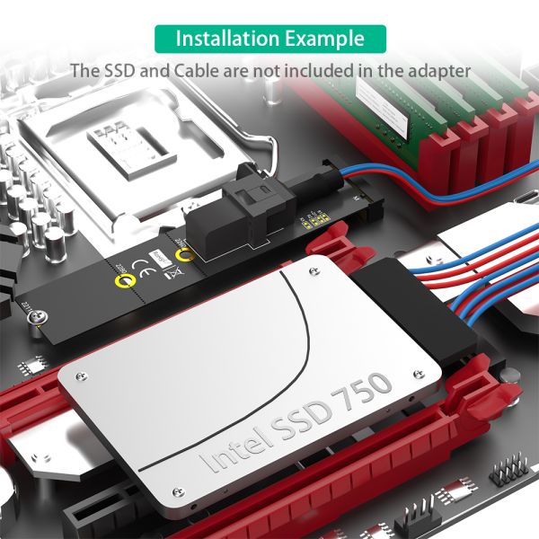 M.2 to SFF-8643 Adapter for NVMe SSD 32Gbps PCIe 3.0 x4