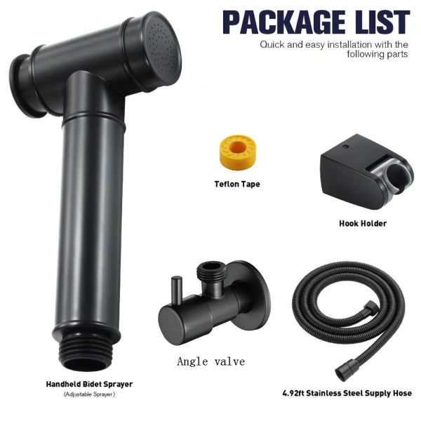 Lizhen 2024 70g Bathroom Bidet Nozzle Set Black Spray Gun Set for Bathroom Cleaning
