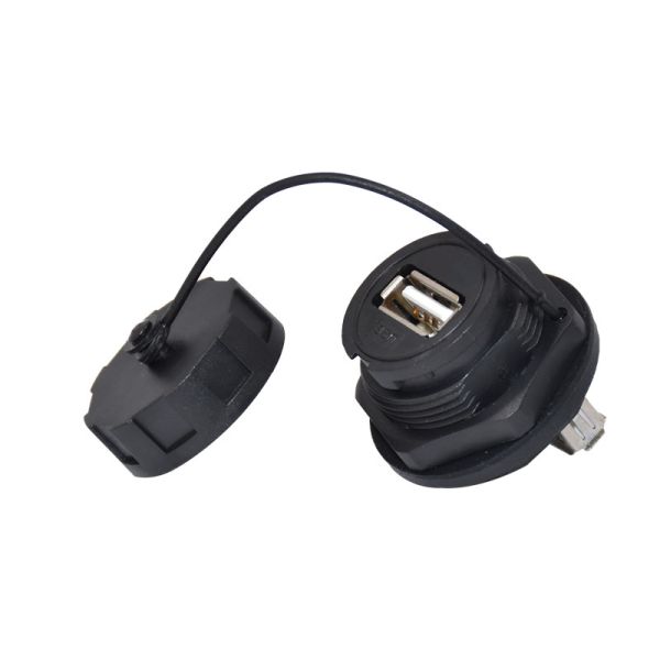 Промышленный соединитель локальных сетей IP67, разъем-розетка USB 2,0 с крышкой