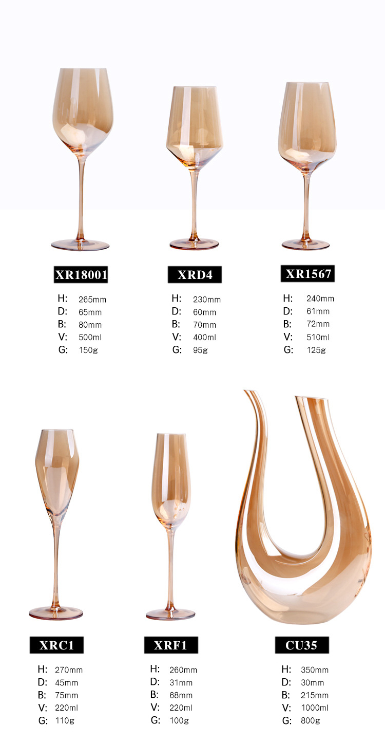 Ясным кристаллическим каннелюры Амбера Шампани бокалов дунутые ртом гальванизировать
