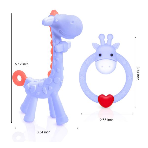 Silicone Giraffe Baby Teether Toy With Storage Case For Infant Sore Gums Pain Relief And Baby Shower