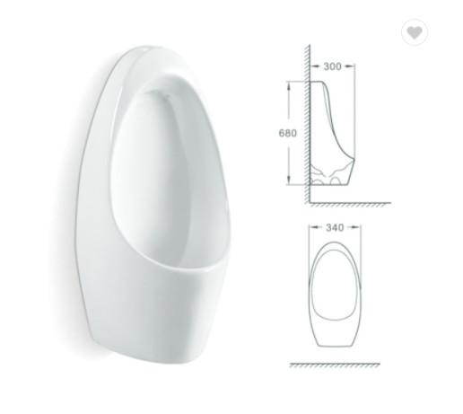 Top Spud Mens Wall Urinal Bowl Ceramic Gravity Flushing 740X390X250mm