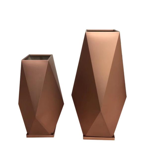 Irregular Metal Flower Pots SS304 Rose Gold Planter Vertical