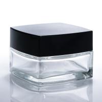 Pequenos frascos de vidro transparente Creme de mão Creme de olho transparente Forma quadrada Vidro cosméticos Frascos de creme
