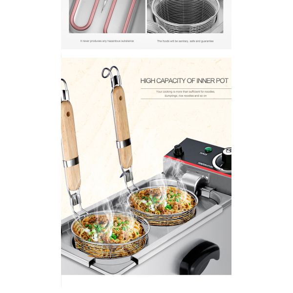 Пищевое оборудование 2 кВт Электрический рабочий стол 2 головы Макаронная печь для ресторанов Нудель Кипячение