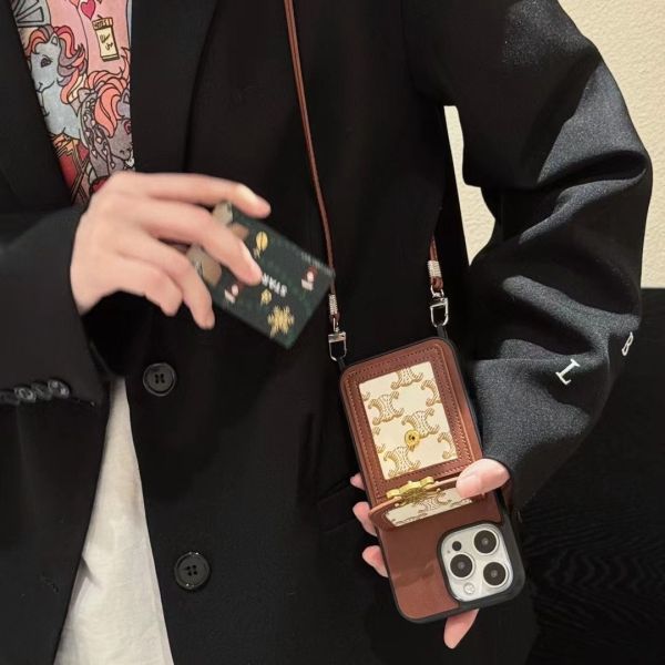 Apple Celine Designer Crossbody Full-Cover Phone Case
