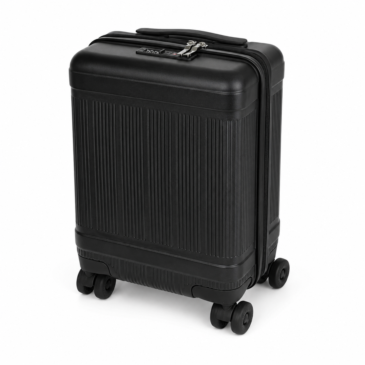 16 Inch Suitcase in Black Hard Shell with Removable Wheel & TSA Lock