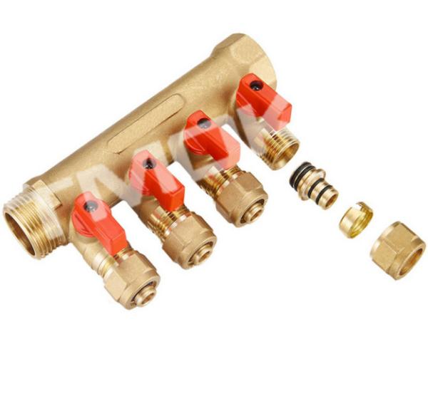 Disc Valve Hvac Football 2 Way 25MM 1 Inch Brass Water Manifold For Water Distributor