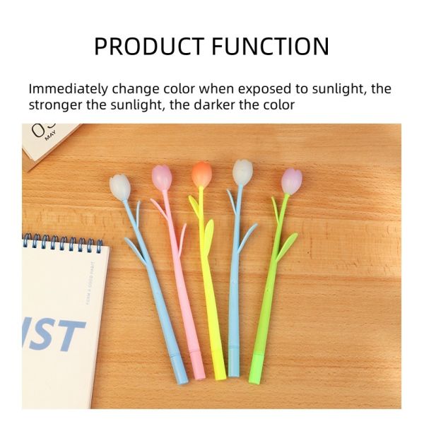0.5mm Creative Silicon Gift Gel Pen Sun Color Changing Tulip Shape Neutral Pen