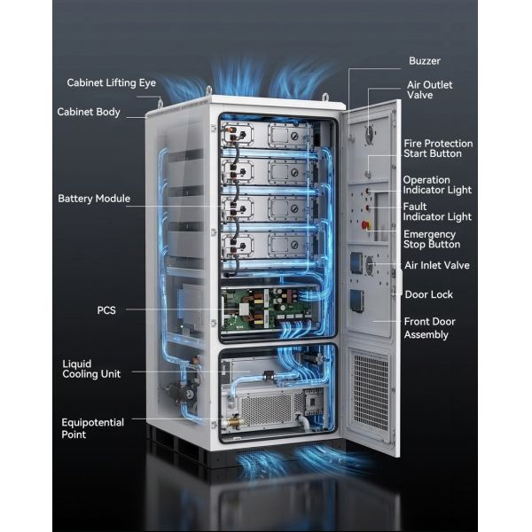 261kWh Liquid Cooling LiFePO4 Battery Energy Storage System 125kW Industrial Commercial BESS for Factory Solar Projects