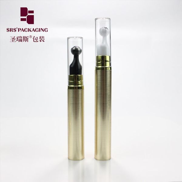 Metalized gold color plastic press airless cosmetic 10ml 5ml pump bottle eye cream