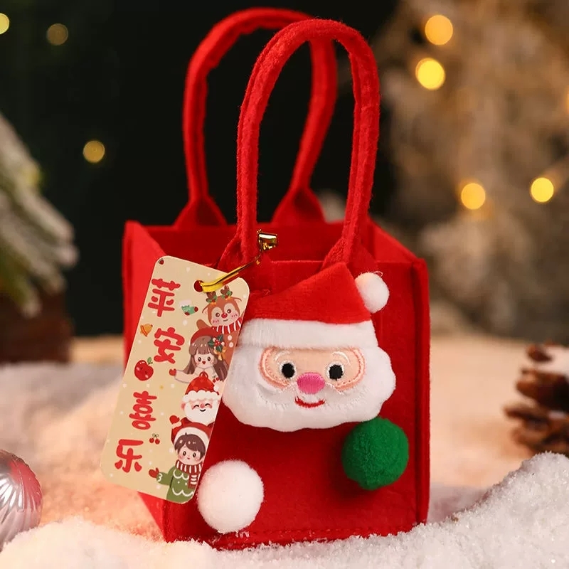 Christmas Felt Gift Bags With Plush Holiday Ornaments For Seasonal Gifting