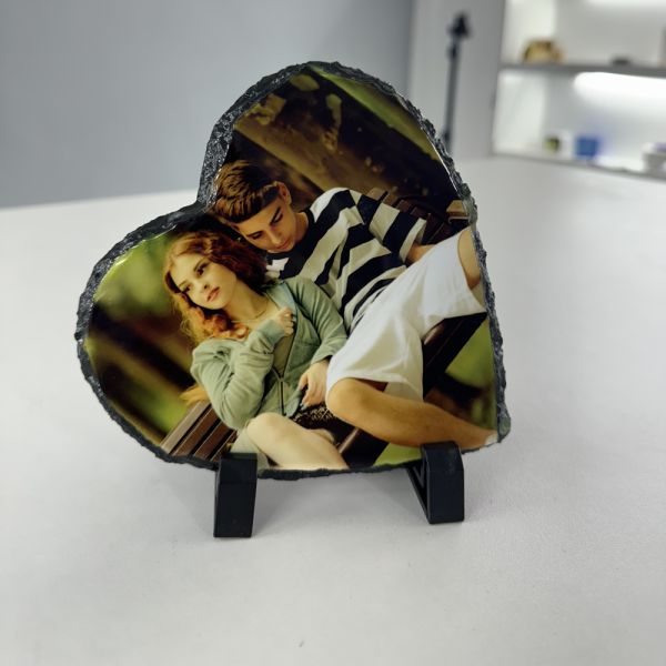 In Stock, 15x15cm Heart Shape Sublimation Rock Slate Custom Printing and Personalized Gifts, Glossy&Matte Finish Available