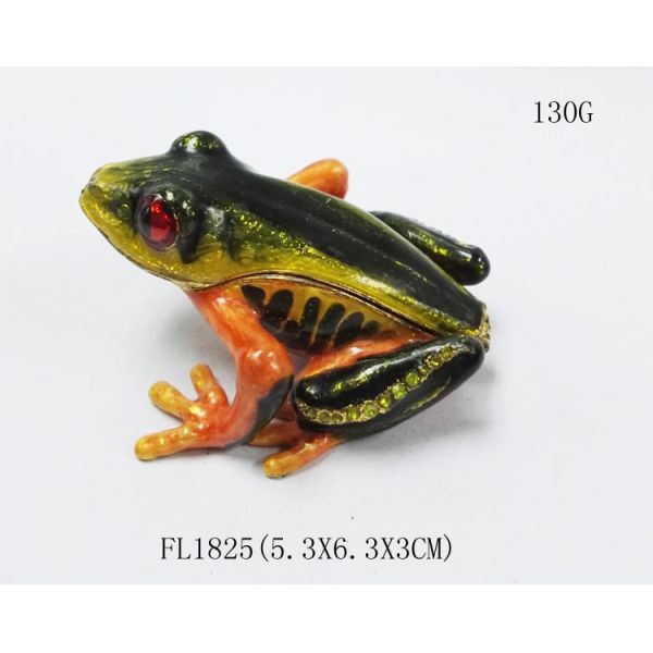 Frog diamond decoration trinket jewelry box petwer metal jewelry box for jewelry