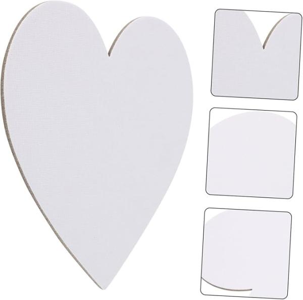100% Pure Cotton Painting Canvas Panel Heart Shape 15cm Diameter Canvas Art Boards