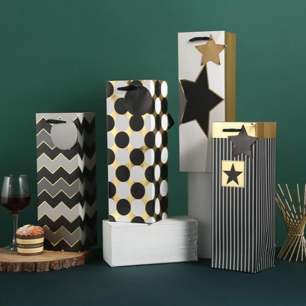 Luxury 210gsm White Cardboard Paper Gift Bag Wine Packing Hot - Stamping
