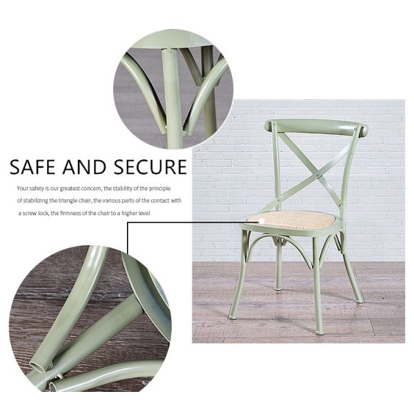 Cross Back Modern Metal Dining Chairs For Restaurant / Coffee Bar