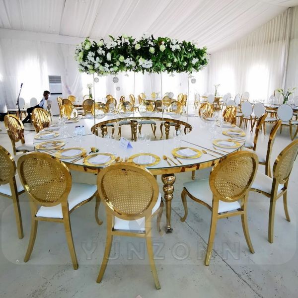Luxury Modern Stackable Diamond Chairs Event Party Round Back Chair Stainless Steel Gold Wedding Chair for Rental