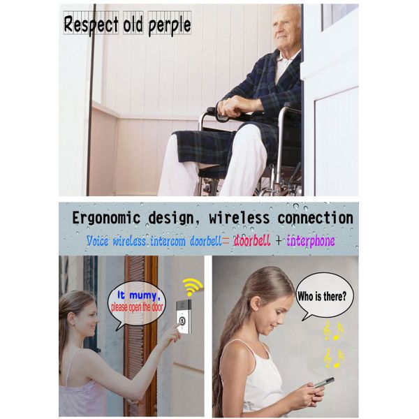 Серебряный/золотой цвет функцию разговора беспроводной дверной колокол