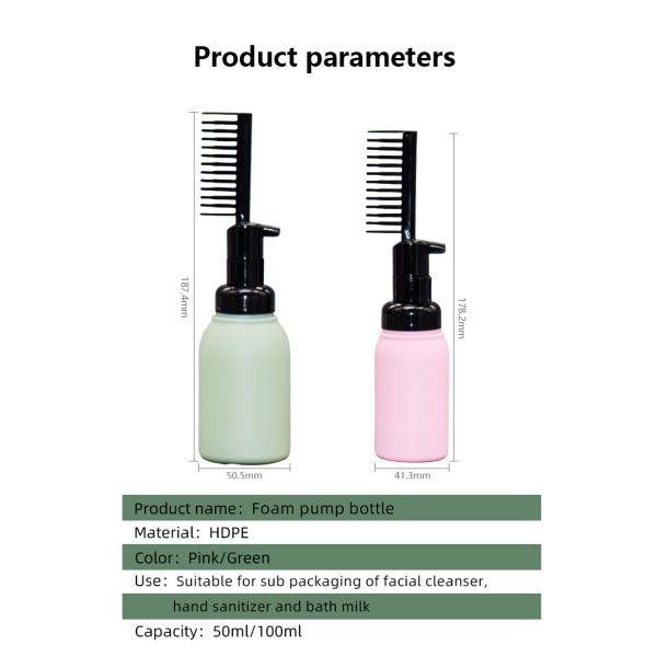 PE Hair Dye Foam Pump Bottle With Comb 50ml 100ml