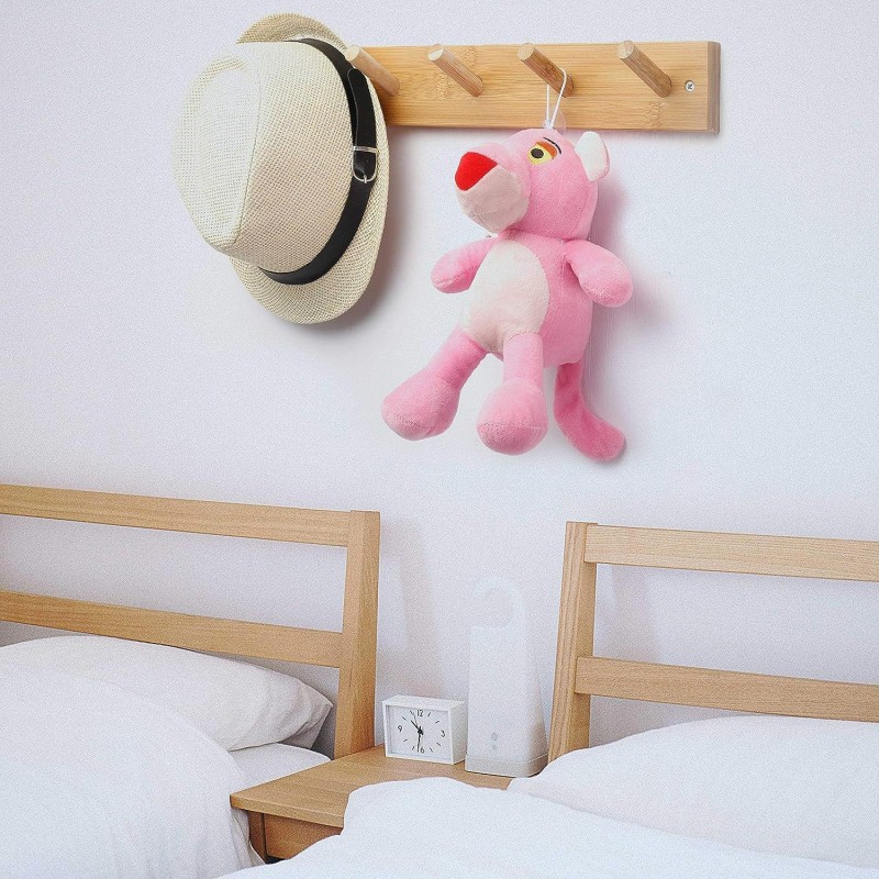 Customized 5-Pegs Bamboo Wall Mounted Coat Rack Single-Tier Entryway Hat and Bathroom Kitchen Towel Hangers for Wall