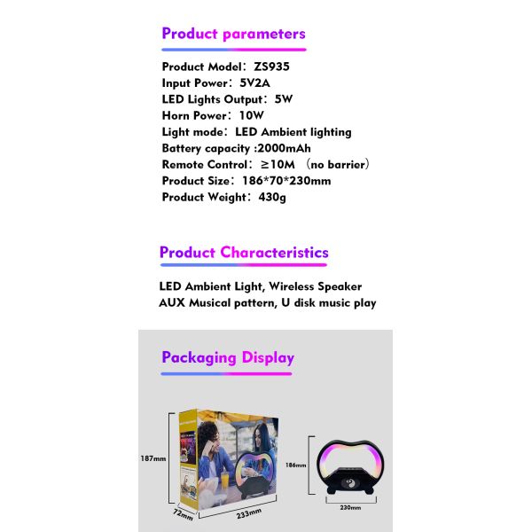 Portable RGB Light TWS Wireless Speaker Mini Home Sound System for Mobile Phone PC Radio Karaoke Party Camping Outings
