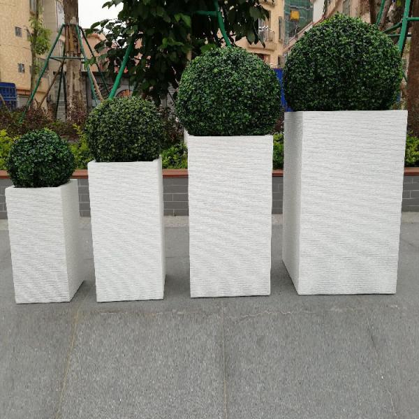 Indoor Outdoor Fiber Clay Flower Pot Light Weight Fibre Clay Plant Box For Garden