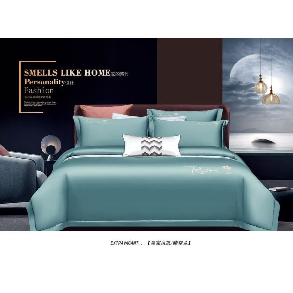 Color azul claro de algodón egipcio para el hogar, ropa de cama textil, tamaño personalizado