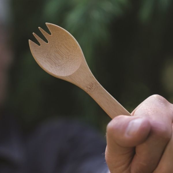 13cm Biodegradable Natural Bamboo Spork Small Size For Bar Hotel Kitchen