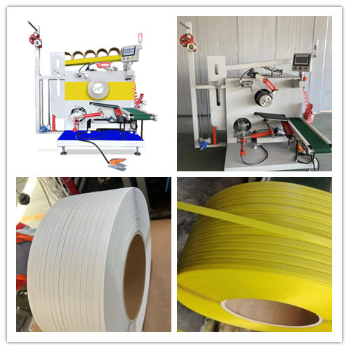 Automatic strapping tape rewinding machine, PP packing tape winding machine, automatic winding, line speed: 200-350 m/mi