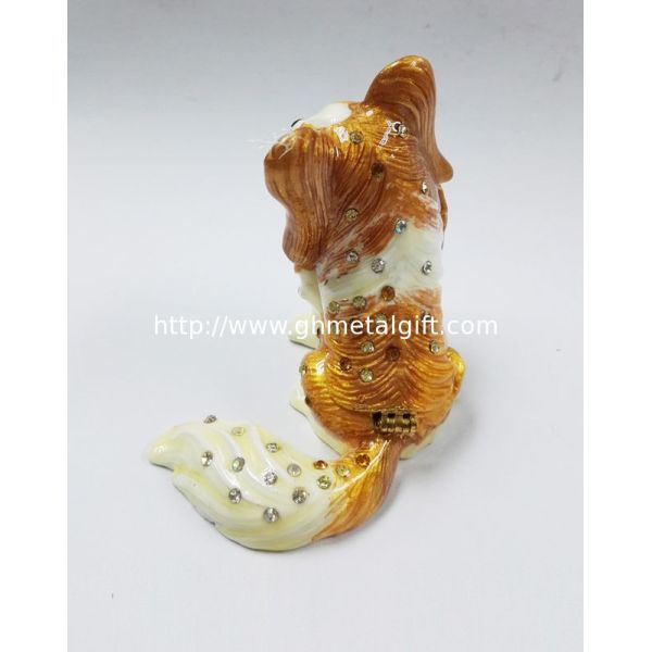 New product animal dog Metal Rhinestone Jewelry Box cheap trinket box