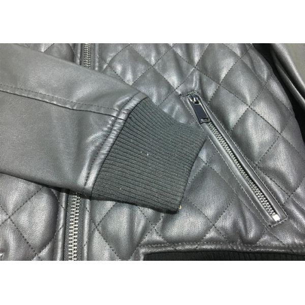 Winter Pleather Black Women Pleather Coats Ribbed Collar And Hem XS - XXL Size