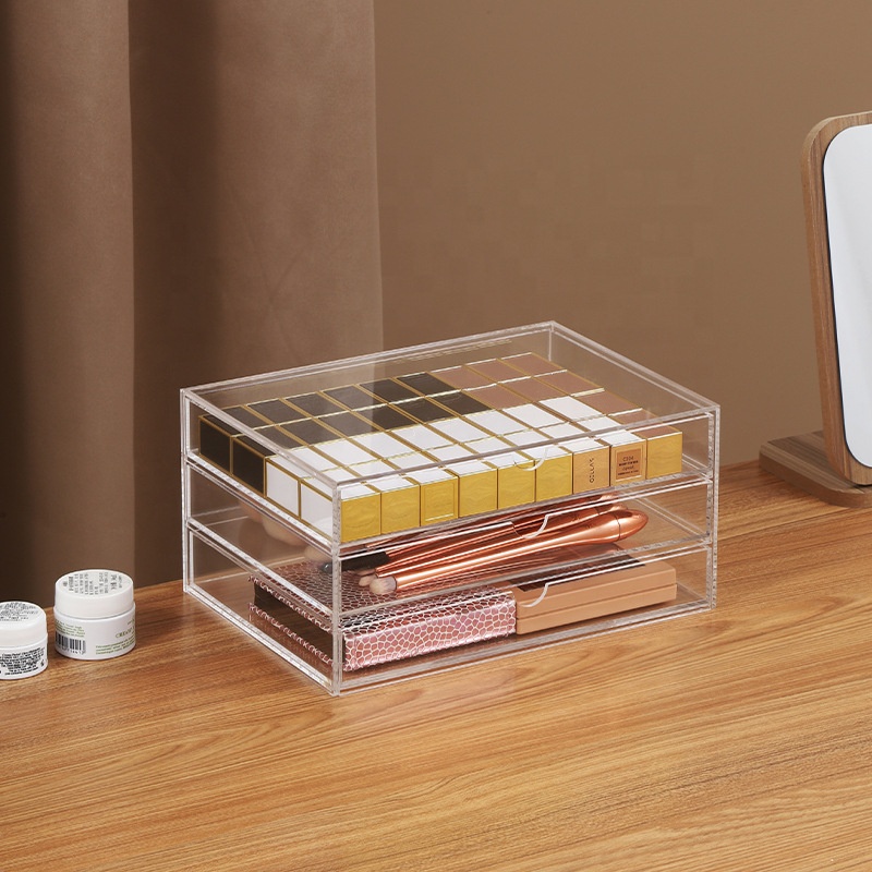 Transparent Acrylic Drawer Storage Box Multi-layer Desktop Organizer for Cosmetics Makeup Stationery Clear Vanity Case