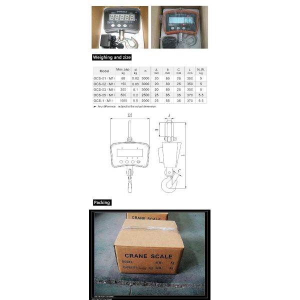 Electronic High Precision Hanging Scale , Heavy Duty Hanging Scale 200kg 500kg 1000kg
