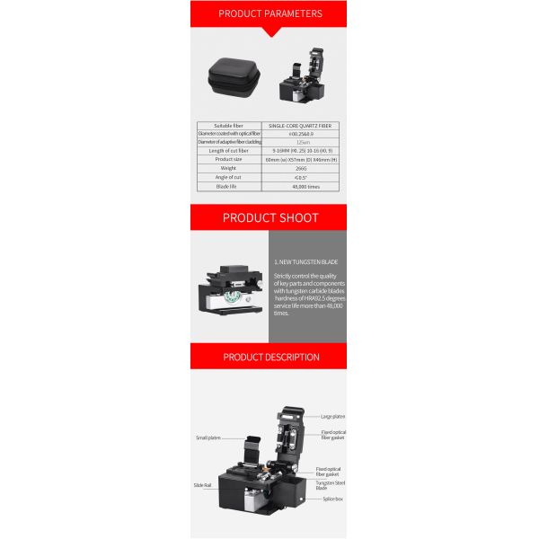 48000 cutting Fiber Optic Cleaver Tool , Single Fiber FCC High Precision Fiber Cleaver