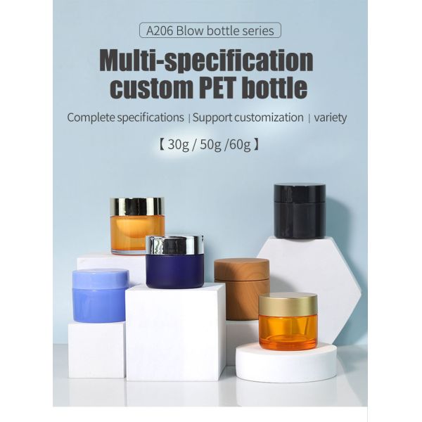 Produits cosmétiques en PET Bouteilles cosmétiques 30g 50g 60g Contenants en PET transparents avec couvercle