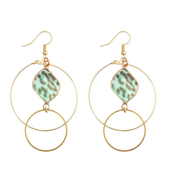 Double Circle Loop Hoop Dangle Pendant Earrings Combination Hollow Out Gold Plated