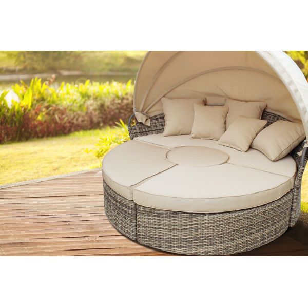 Outdoor Wicker Pool Lounge Chairs Beach Backyard Round Folding Patio Folding