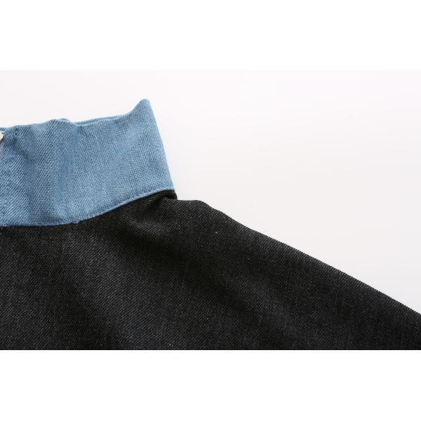 Contrast Sleeves Cotton Zip Through Youth 12oz Womens Short Jean Jacket