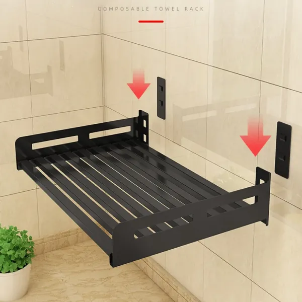 Wall Mount Microwave Oven Shelf Rack for Kitchen Home, Stainless Steel Counter Countertop Holder with 5 Sliding Hooks