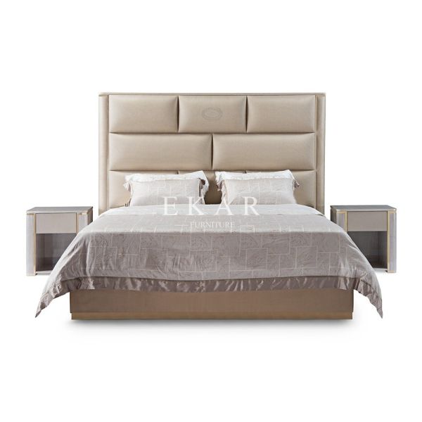 Leather Modern King Size Bedroom Furniture Luxury Bed