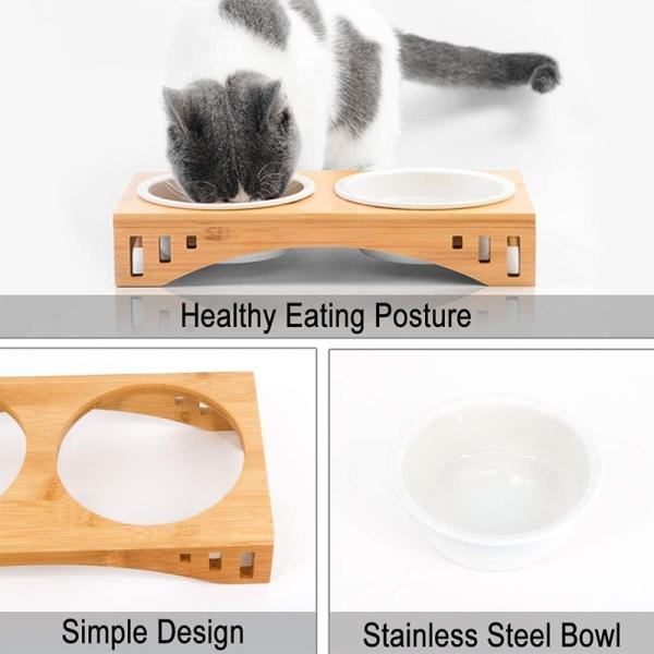 BAMBOO Taças de cerâmica elevadas para cães e gatos