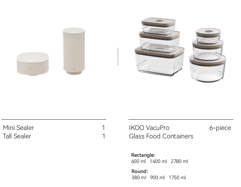 IKOO Container vitré sous vide scellable Ensemble d'étiquetteurs sous vide de nourriture Sacs sous vide de nourriture Container sous vide de nourriture