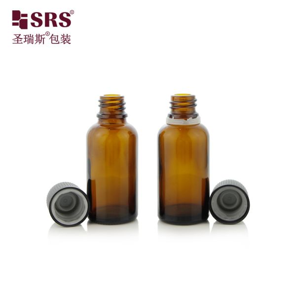 Screw Type Injection Black Color Child Proof Cap Glass Bottles Essential Oil Bottle 50ml