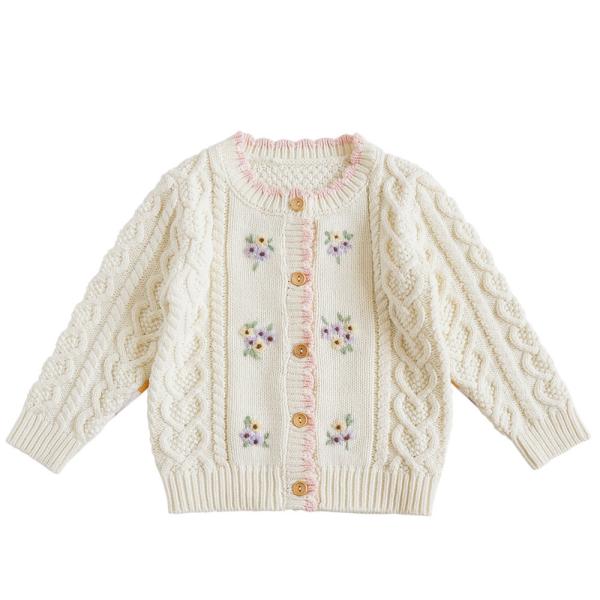 2023 spring and autumn hot sale sweet and lovely solid girls knitted sweater cardigans