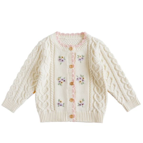 2023 spring and autumn hot sale sweet and lovely solid girls knitted sweater cardigans
