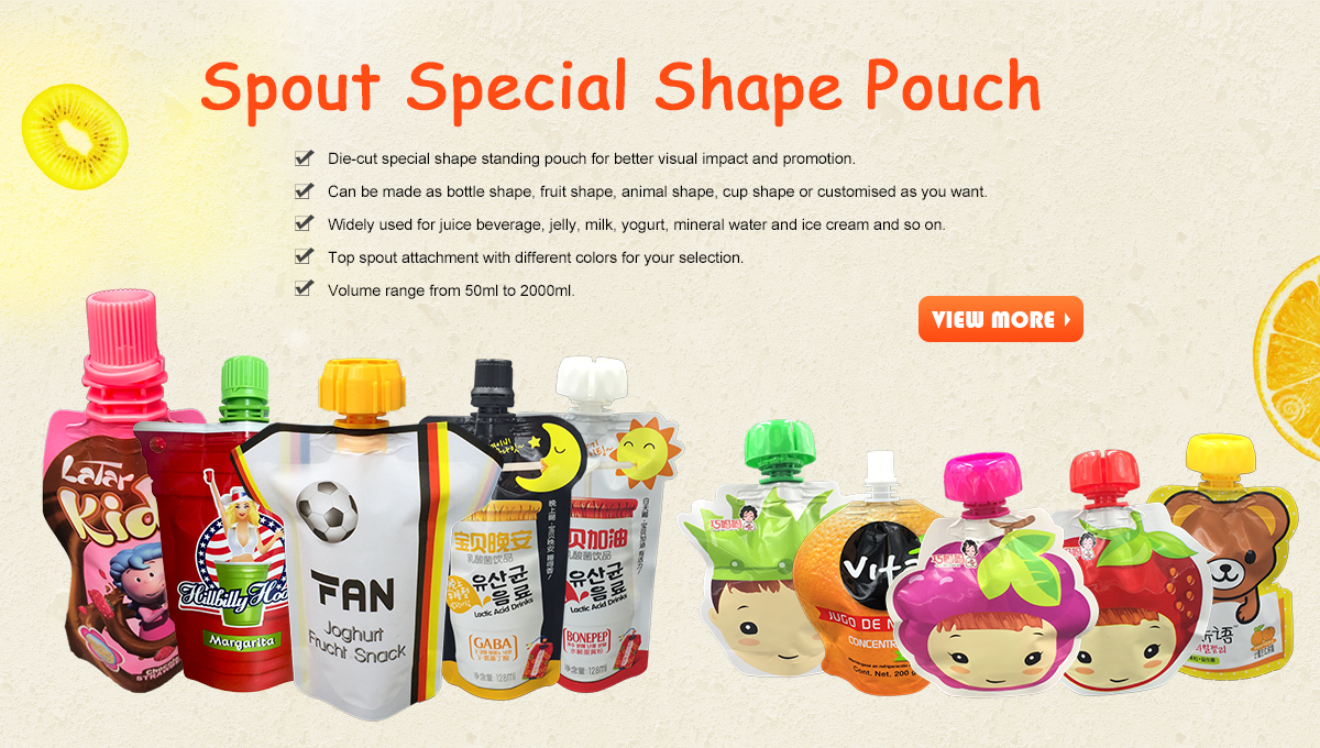 Matt Finished Printed 70g Drink Mix Juice Plastic Spout Packaging Pouch Bag