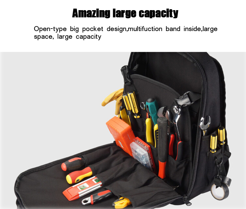 Professional Custom Logo Large Capacity 1680D Tool Bag Tools Backpack Bag